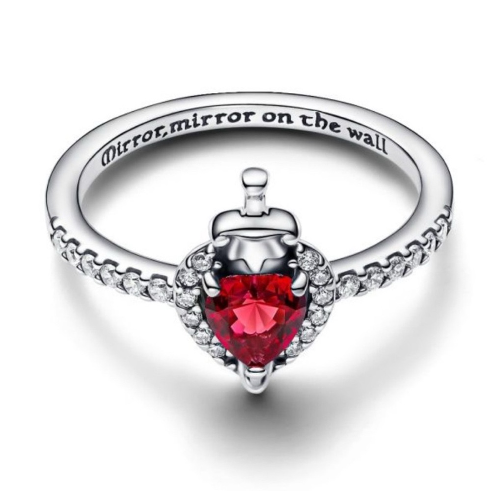 Elegant Silver and Red Heart Ring